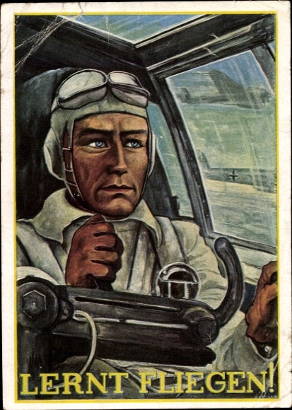 Künstler Ak NS Fliegerkorps, Lernt Fliegen, Kampfpilot, Luftwaffe, II. WK