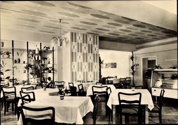 Postcard Wildenthal Eibenstock in the Ore Mountains, consumer hotel Am Auersberg, dining room