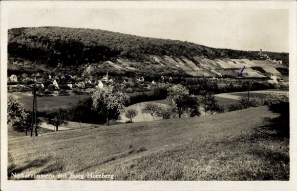 Postcard Neckarzimmern in the Neckar Valley, Hornberg Castle