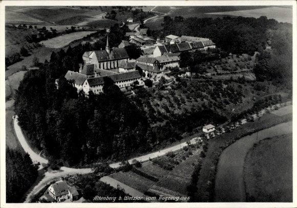 Postcard Wetzlar, aerial photograph of Altenberg Monastery, Christian Kaps