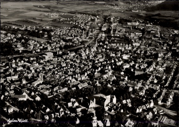 Postcard Aalen in the Ostalbkreis Württemberg, aerial view of many houses, rural surroundings