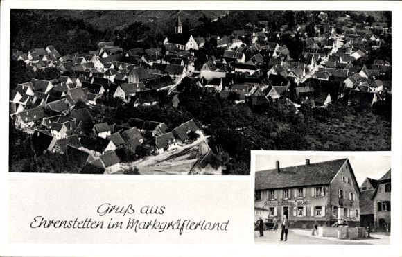 Postcard Ehrenstetten Ehrenkirchen im Breisgau, aerial photograph, Gasthaus zum Wilden Mann