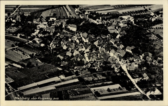 Postcard Mahlberg, aerial photograph