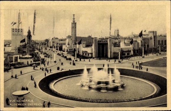 KP Bruksela, Wystawa Światowa 1935, widok ogólny, fontanny, fontanna