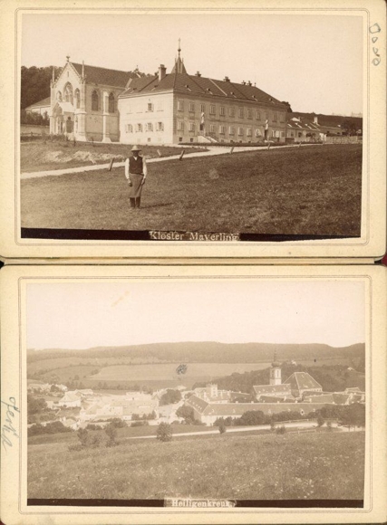 12 kabinetfoto's van Baden in Neder-Oostenrijk op de omslag rond 1890
