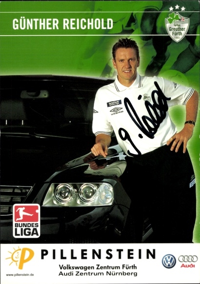 Autograph card goalkeeper coach Günther Reichold, SpVgg Greuther Fürth, autograph