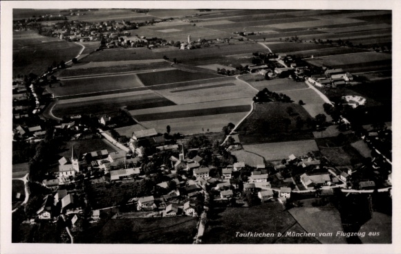Postcard Taufkirchen near Munich, aerial photograph