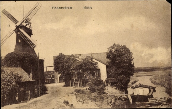 Postcard Hamburg Mitte Finkenwerder, Finkenwerder Mühle