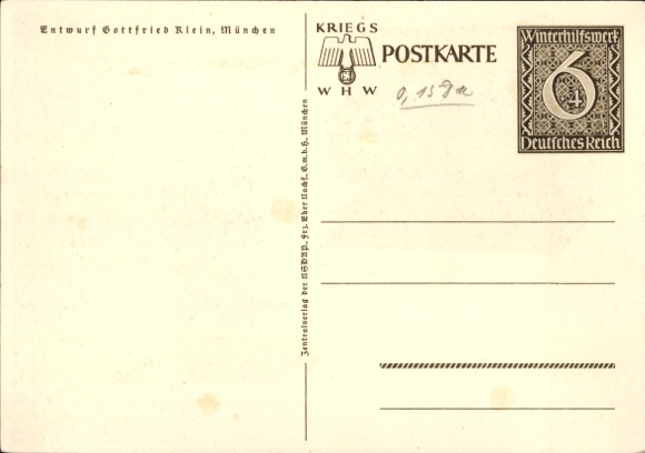 Postwaardestukkunstenaar Ak Klein, Gottfried, Danzig is Duits, WHW