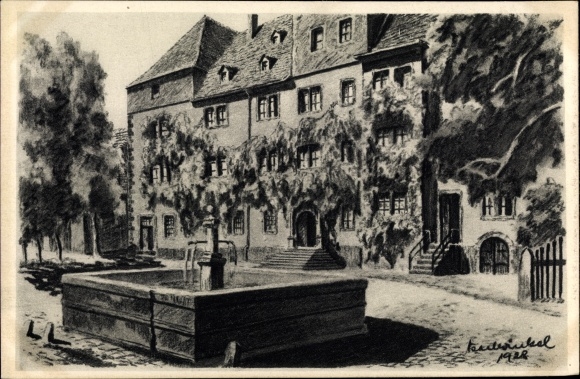 Artist PC Winkel, K., Lauterbach in Hessen, castle, fountain