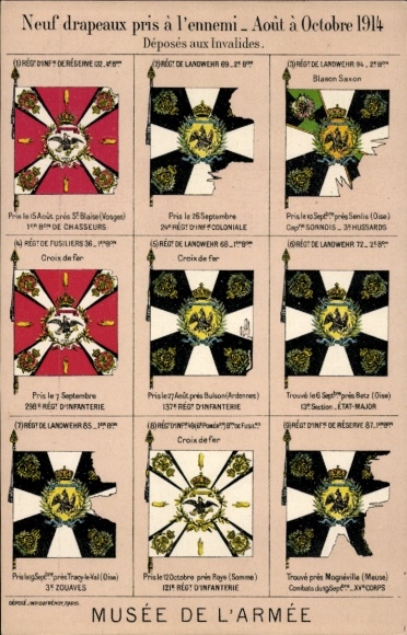Ak Musee de l'Armee, von Frankreich eroberte deutsche Regimentsflaggen, I. WK
