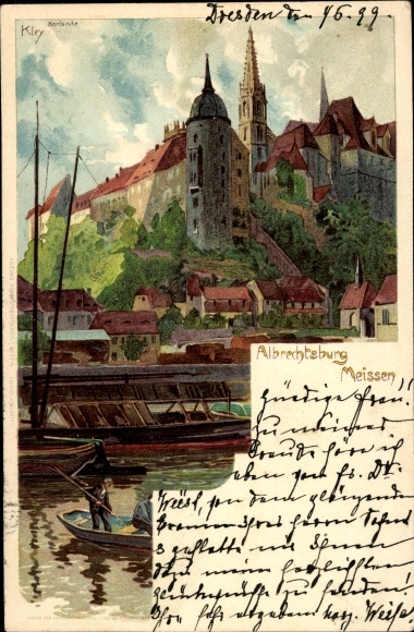 Artist Chromo-Litho Kley, Heinrich, Meissen in Saxony, Albrechtsburg
