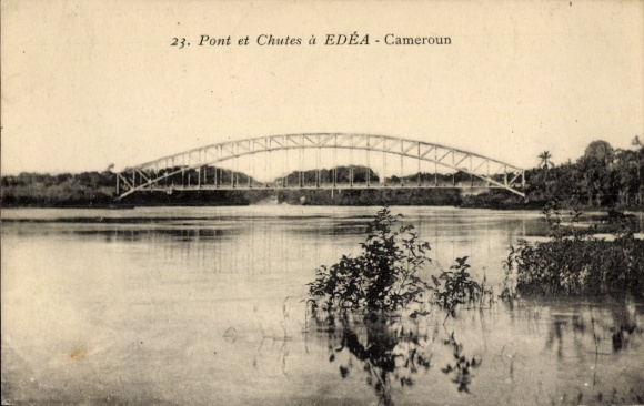 Ak Edéa Kamerun, Brücke über Wasser, Natur, Landschaft