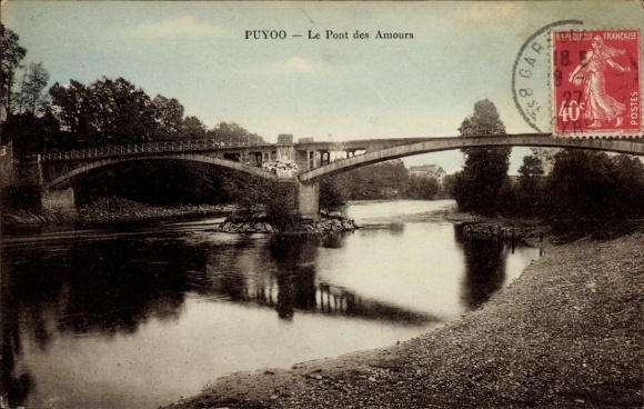 Ak Puyoô Pyrénées Atlantiques, Le Pont des Amours
