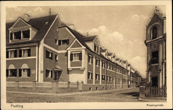 Postcard Plattling in Lower Bavaria, Preysingstrasse