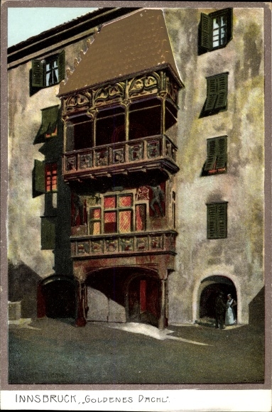 Kunstenaarskaart Innsbruck in Tirol, Goldenes Dachl, Zieher