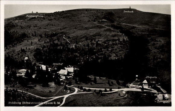 Ak Feldberg im Schwarzwald, Feldbergturm, Seebuck, Hebelhof, Albquelle, 1500 m ü. M.