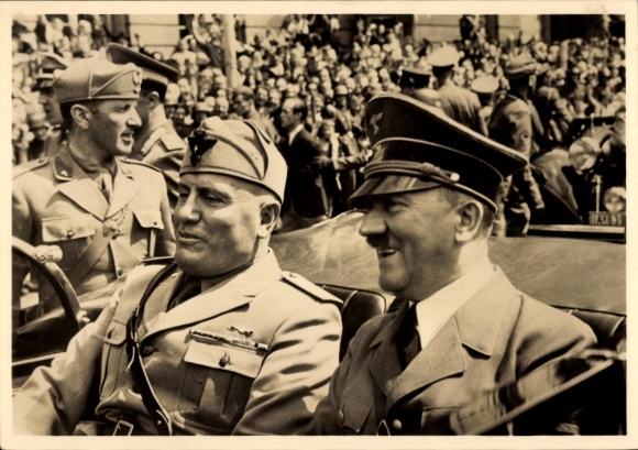 Ak Adolf Hitler, Benito Mussolini, Historische Begegnung in München 1940