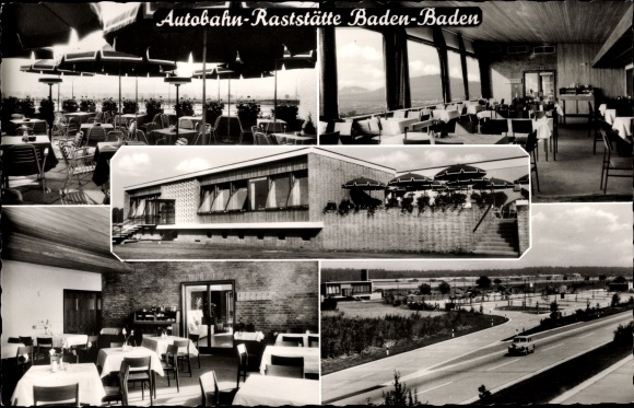 Postcard Baden Baden, Sandweier, motorway rest area, owner Alfred Erath