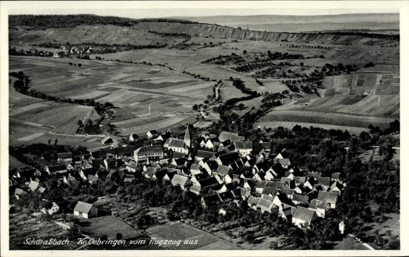 Postcard Schwabbach Öhringen in the Hohenlohe district, aerial photograph