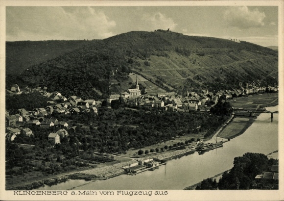 Postcard Klingenberg am Main Lower Franconia, aerial photograph