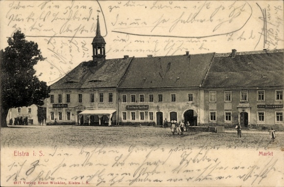 Postcard Elstra in Upper Lusatia Saxony, market