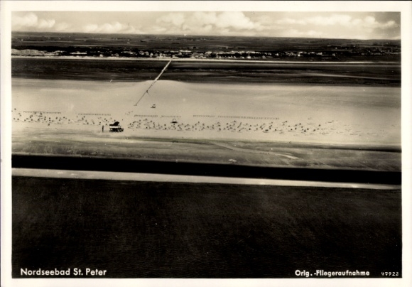 Noordzeebadplaats Sankt Peter Ording, strand, luchtfoto