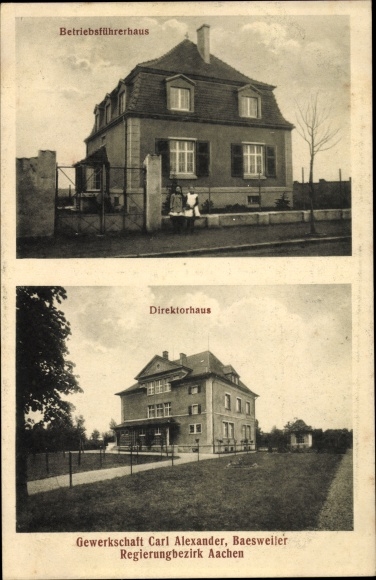 Ak Baesweiler Nordrhein Westfalen, Gewerkschaft Carl Alexander, Betriebsführerhaus, Direktorhaus