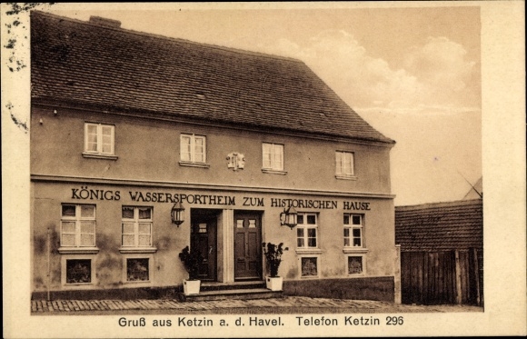 Postcard Ketzin an der Havel, König's water sports center to the historic house