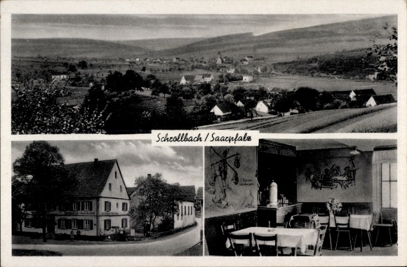 Postcard Schrollbach Niedermohr in the Palatinate, general view, Gasthaus Gutheil