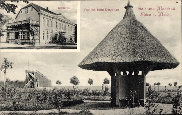 Postcard Bad Sülze in Mecklenburg, Kurhaus, pavilion at the Kurgarten, graduation house