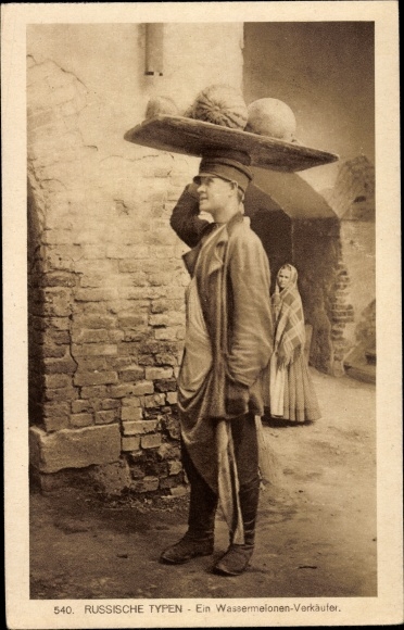 Ak Russische jongens, watermeloenverkopers, straatverkopers