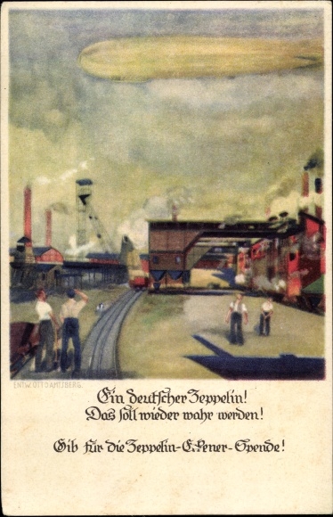 KP artysty Amtsberg, Otto, niemiecki Zeppelin, darowizna Eckenera, sterowiec, zakłady przemysłowe