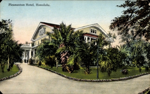 Ak Honolulu Hawaii USA, Pleasanton Hotel, tuinlandschap, tropische planten