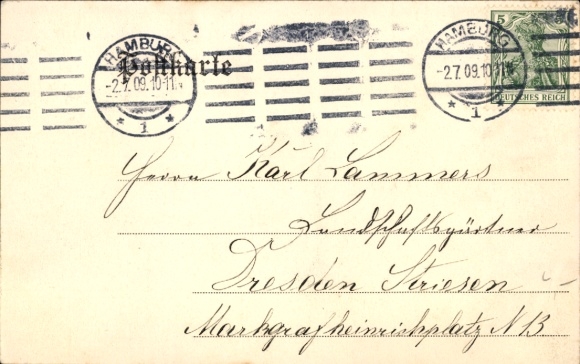 Postcard Hamburg Horn, The Rough House, Quiver, Oak, Eagle, Vineyard