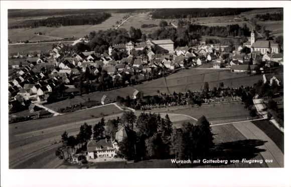 Postcard Bad Wurzach in Upper Swabia, aerial photograph, Gottesberg