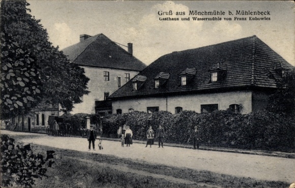 Postcard Mönchmühle Mühlenbeck Mühlenbecker Land, inn and watermill by Franz Kubowicz