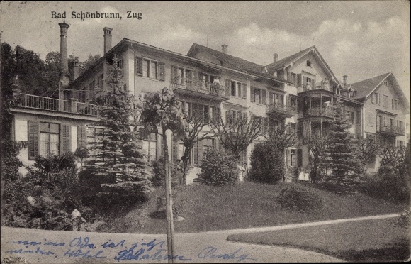KP Bad Schönbrunn Kt Zug Szwajcaria, widok na miasto z Kurhaus