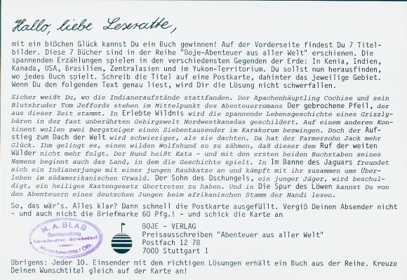 Timetable Advertising, Boje Verlag, Books, Competitions