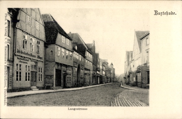 Postcard Buxtehude in Lower Saxony, Langestraße, Inn in the German House
