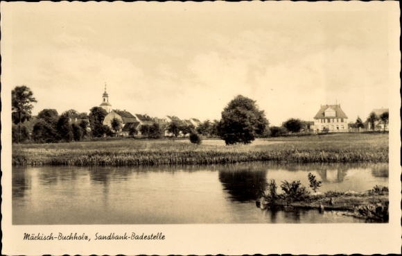 Postcard Märkisch Buchholz in Brandenburg, sandbank bathing area