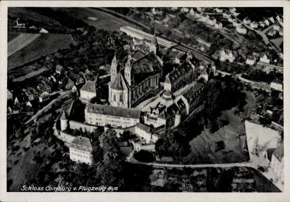 Postcard Comburg Schwäbisch Hall in Württemberg, aerial photograph, castle