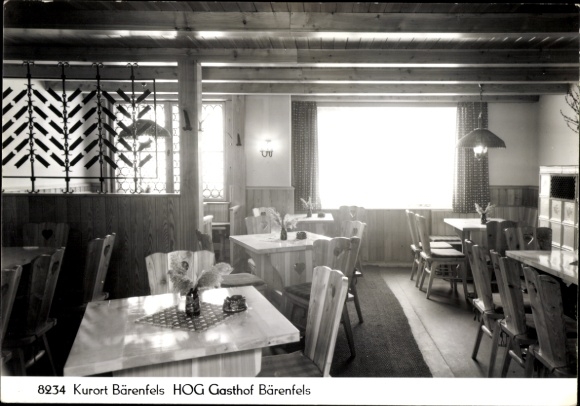 Postcard Bärenfels Altenberg in the Ore Mountains, interior view of the Bärenfels restaurant