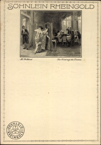 Artist Postcard Volkhart, The Toast to the Ladies, Advertising, Söhnlein Rheingold, Sparkling Wine
