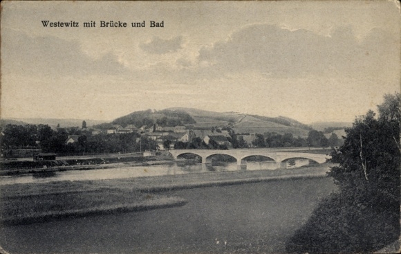 Postcard Westewitz Großweitzschen in Saxony, partial view, bridge, bath, ferry inn