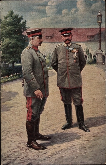 Postcard Kaiser Wilhelm II, Field Marshal Paul von Hindenburg, Posen Castle, 1915