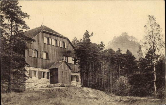 Postcard Schöna Saxon Switzerland, Naturfreundehaus am Zirkelstein