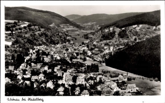 Postcard Schönau near Heidelberg Odenwald, aerial photograph