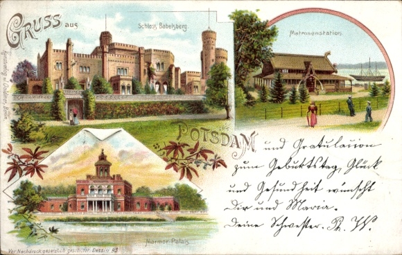 Litho Potsdam, Schloss Babelsberg, Matrosenstation, Marmorpalais