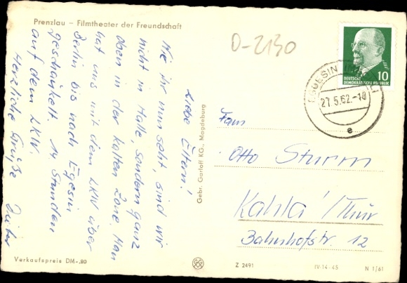 Postcard Prenzlau in the Uckermark, Film Theatre of Friendship